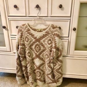 Gianni Bini “fluffy” Sz L sweater brown and cream
